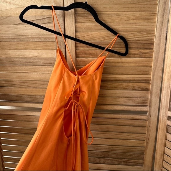 STAUD Mini Bellamy Satin Slip Dress Nectarine Size S - Picture 7 of 8